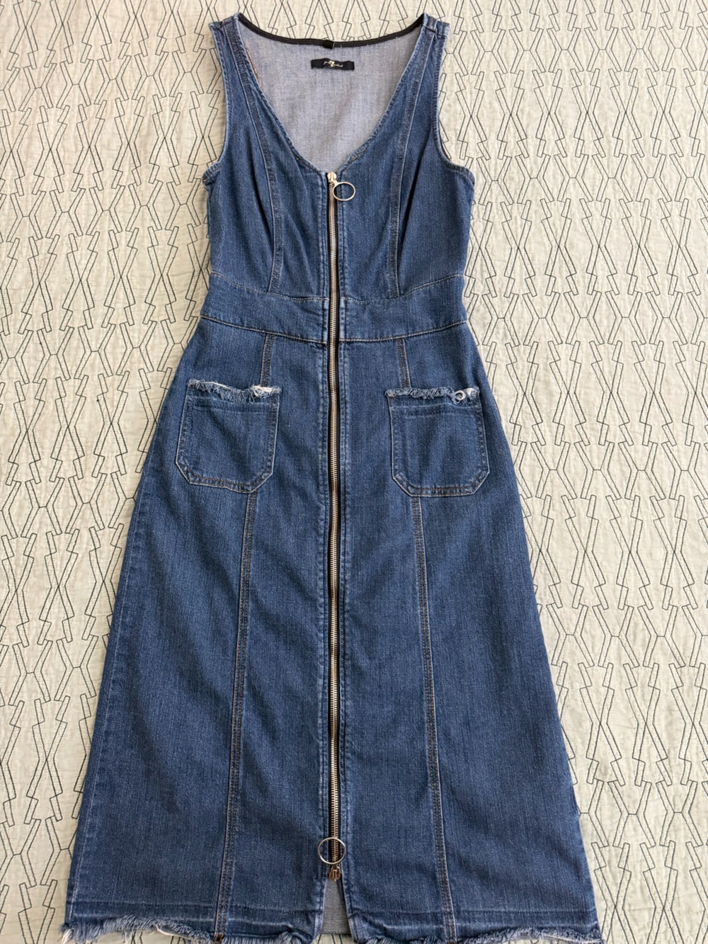 7 For All Mankind Blue Straight-Leg Jeans with Front Zip